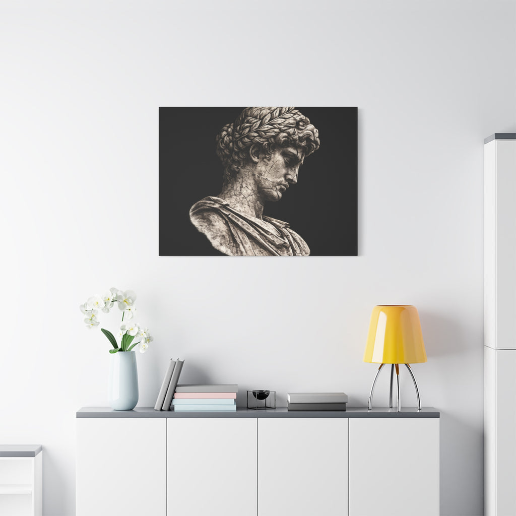 Classical Roman Bust Matte Canvas Wall Art — Stretched Gallery Canvas - Sculpted Heritage