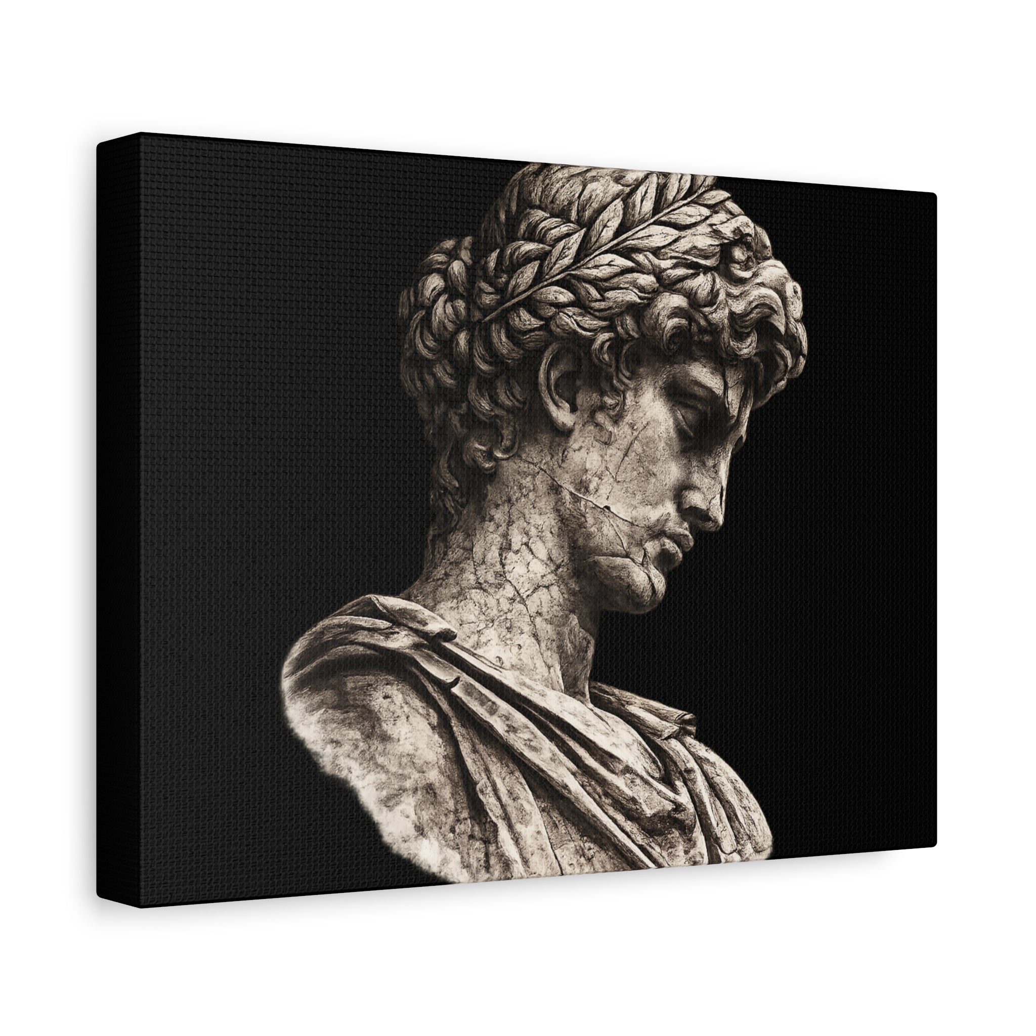 Classical Roman Bust Matte Canvas Wall Art — Stretched Gallery Canvas - Sculpted Heritage