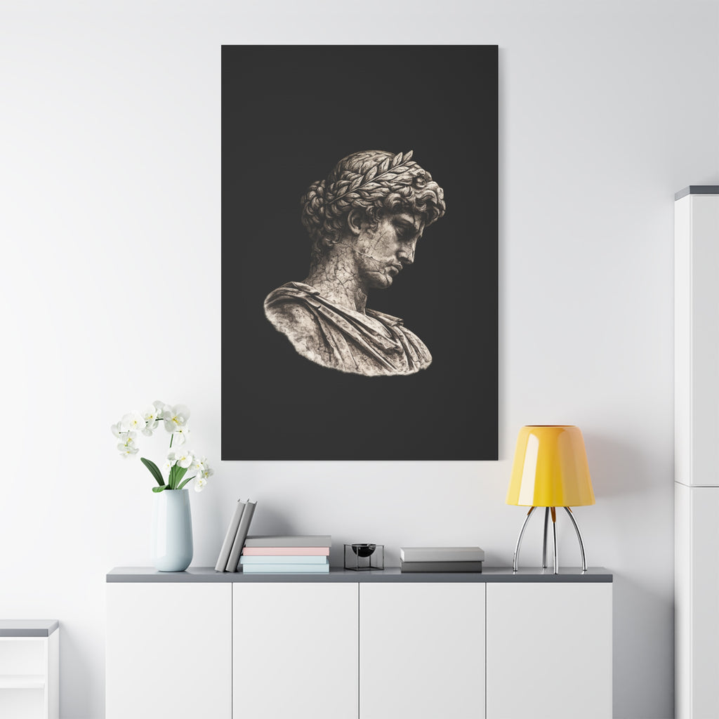 Classical Roman Bust Matte Canvas Wall Art — Stretched Gallery Canvas - Sculpted Heritage