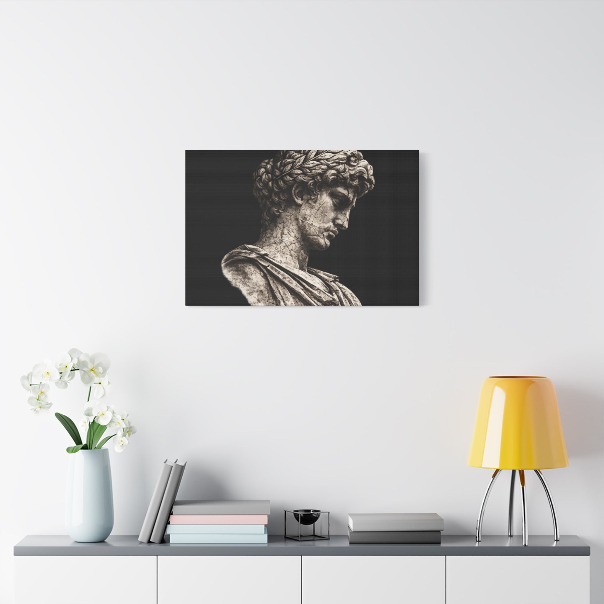 Classical Roman Bust Matte Canvas Wall Art — Stretched Gallery Canvas - Sculpted Heritage