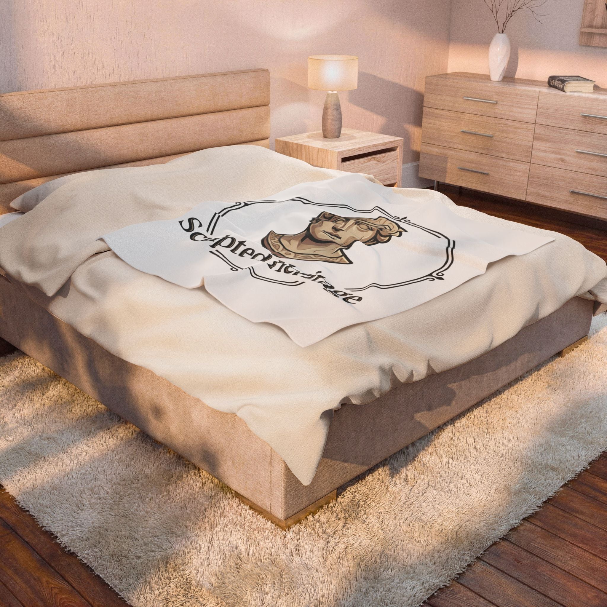 Velveteen Plush Blanket — Sculpted Heritage Roman Bust Throw - Sculpted Heritage