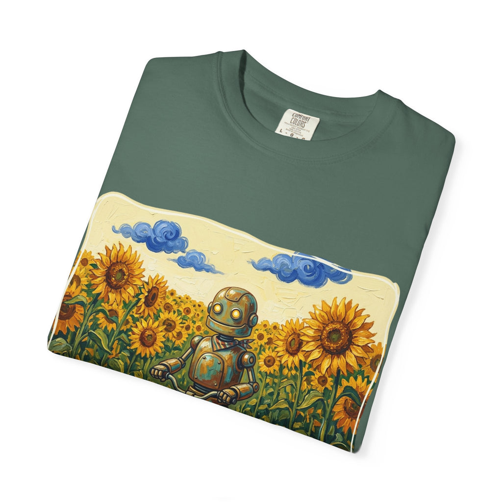 Sunflower Path Robot Biker T-Shirt - Sculpted Heritage