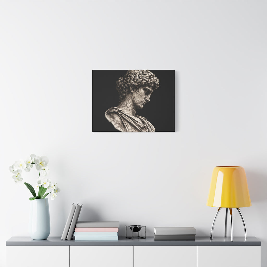 Classical Roman Bust Matte Canvas Wall Art — Stretched Gallery Canvas - Sculpted Heritage