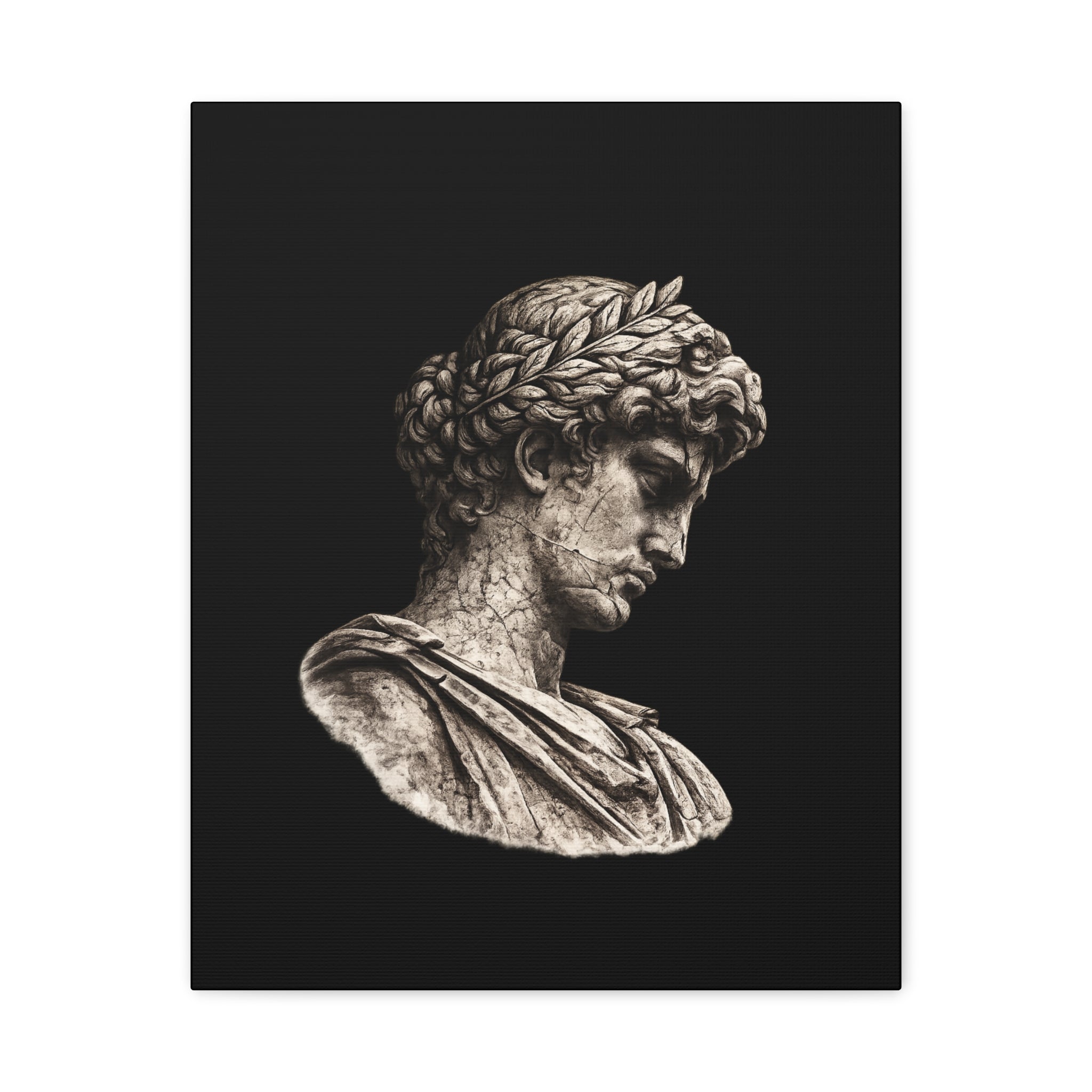 Classical Roman Bust Matte Canvas Wall Art — Stretched Gallery Canvas - Sculpted Heritage