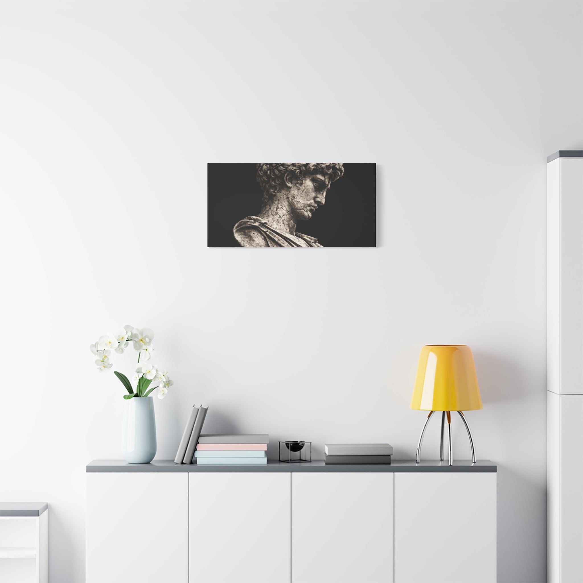 Classical Roman Bust Matte Canvas Wall Art — Stretched Gallery Canvas - Sculpted Heritage
