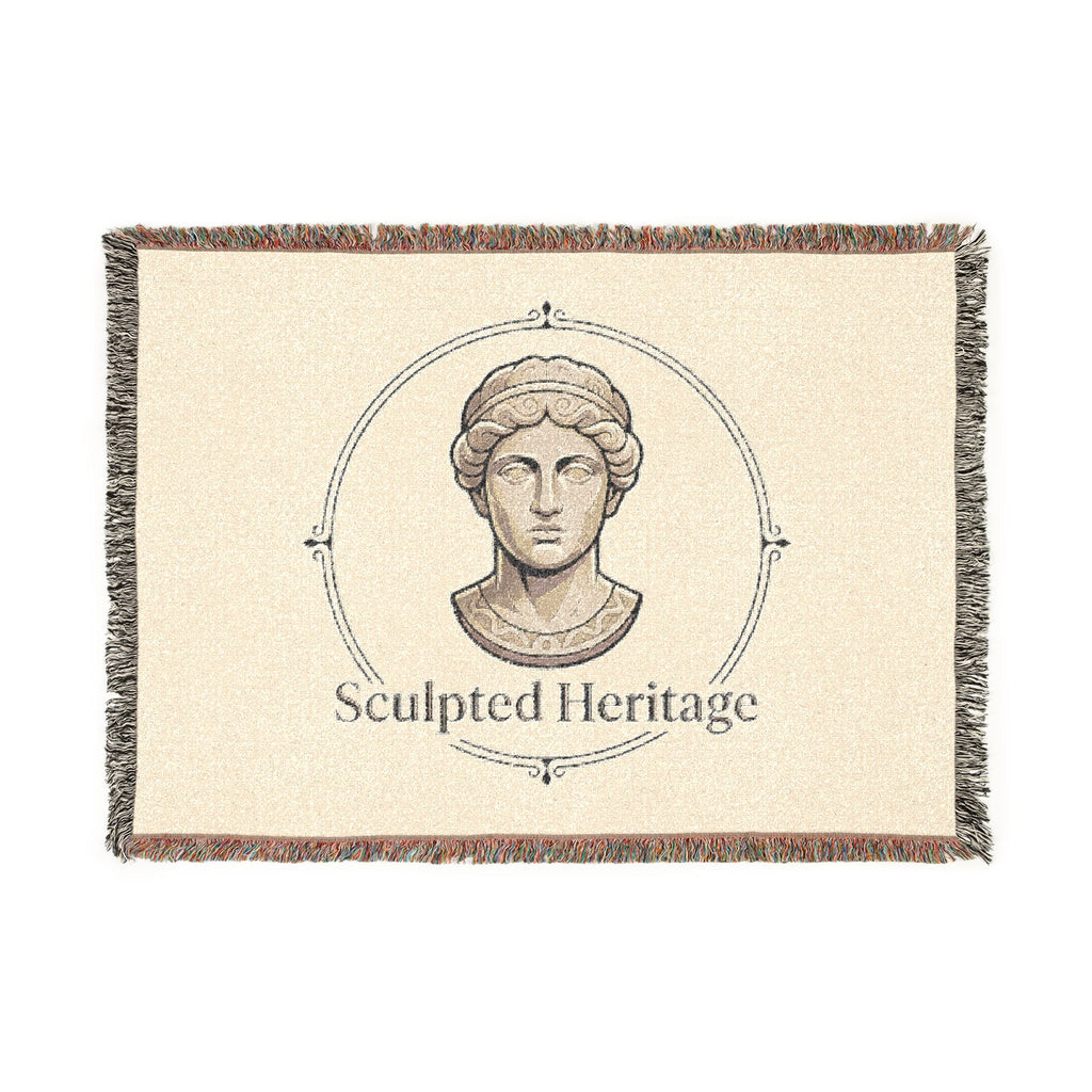 Sculpted Heritage Woven Blanket — Classical Bust Throw Blanket - Sculpted Heritage