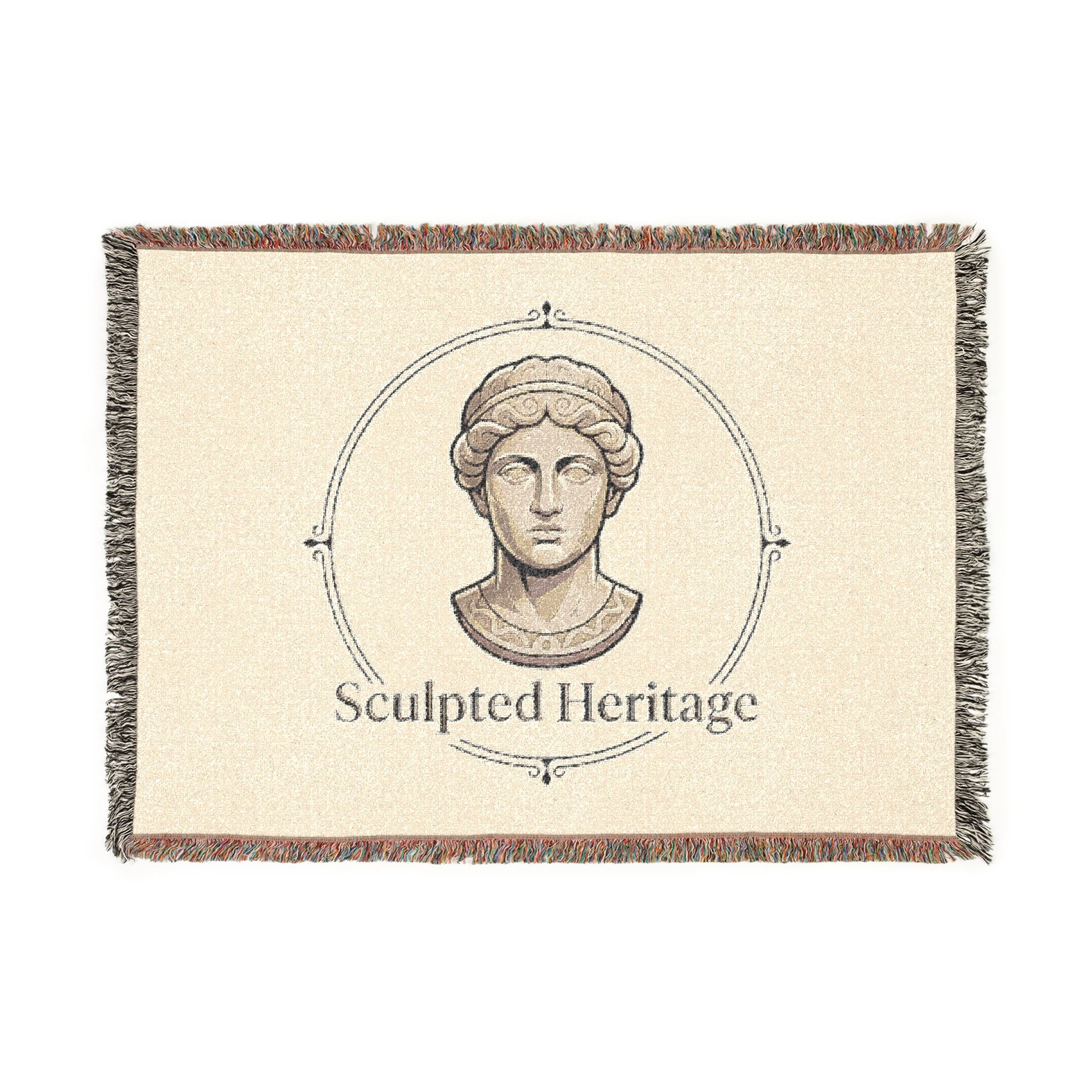 Sculpted Heritage Woven Blanket — Classical Bust Throw Blanket - Sculpted Heritage