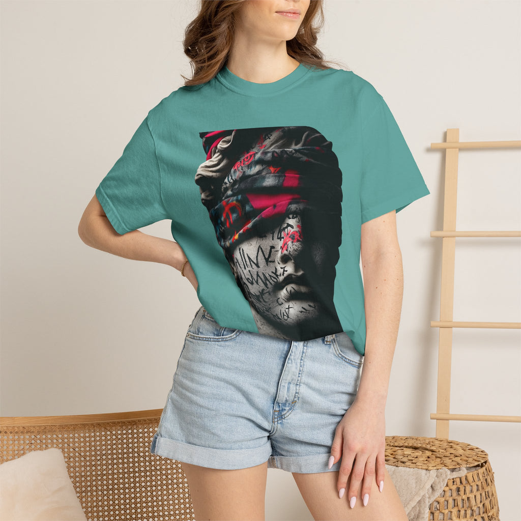Sculpted Heritage T-Shirt — Street Art Blindfolded Bust Design - Sculpted Heritage