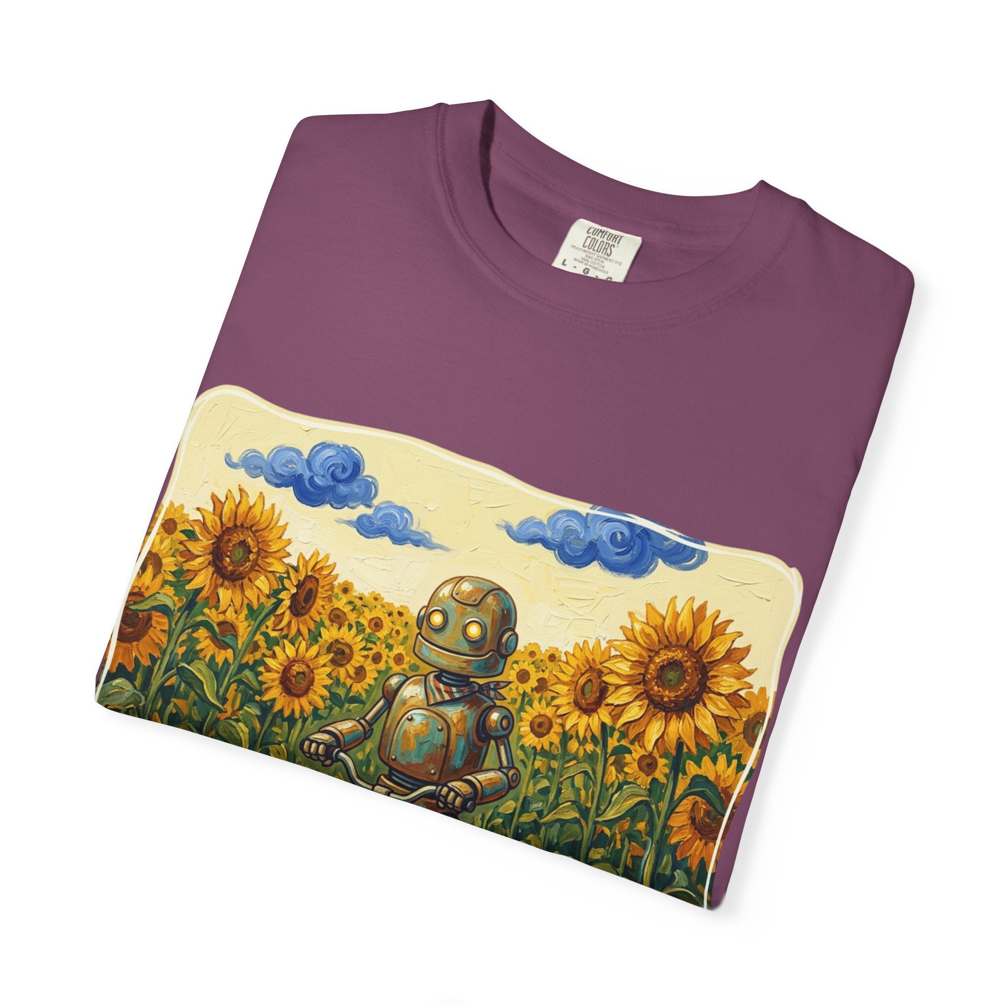Sunflower Path Robot Biker T-Shirt - Sculpted Heritage