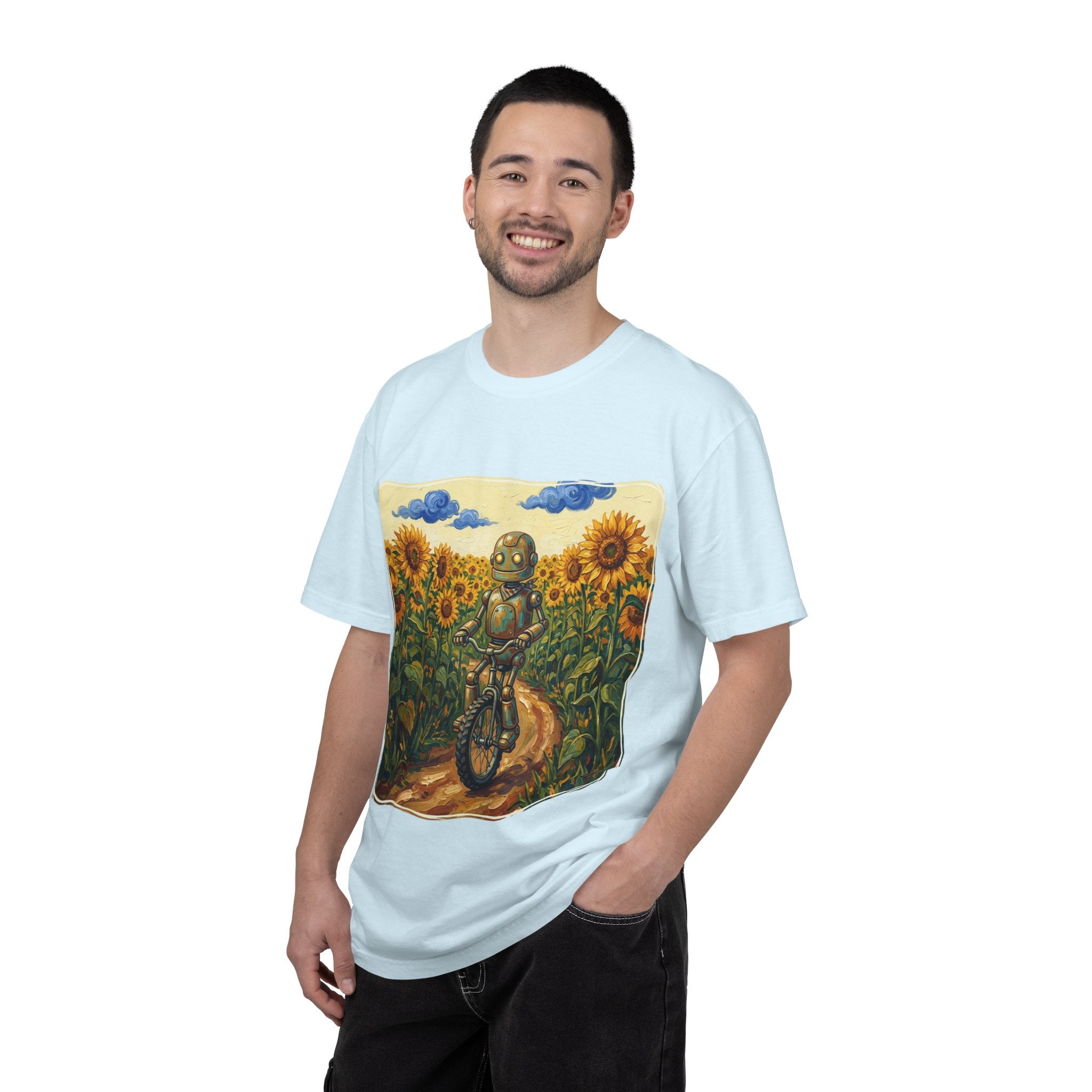 Sunflower Path Robot Biker T-Shirt - Sculpted Heritage