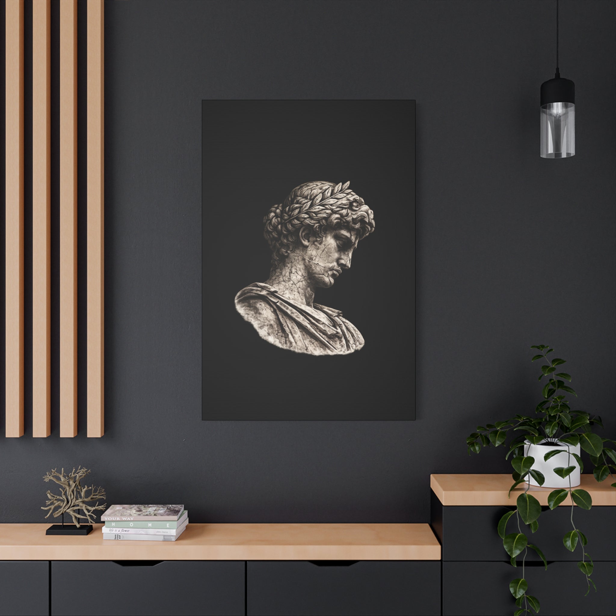 Classical Roman Bust Matte Canvas Wall Art — Stretched Gallery Canvas - Sculpted Heritage