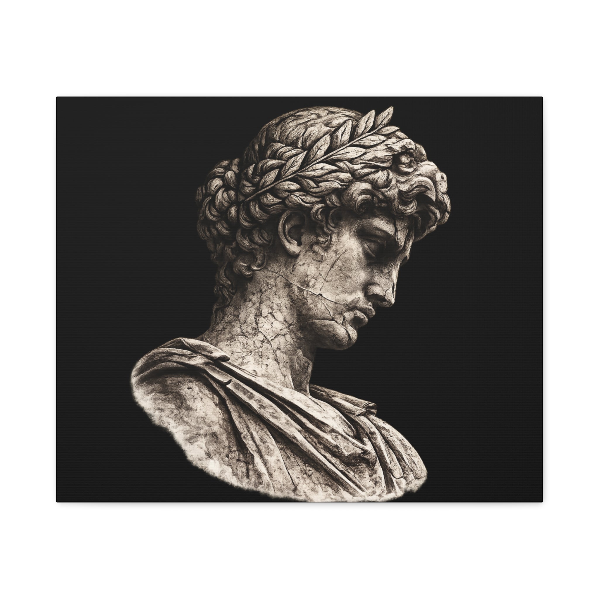 Classical Roman Bust Matte Canvas Wall Art — Stretched Gallery Canvas - Sculpted Heritage