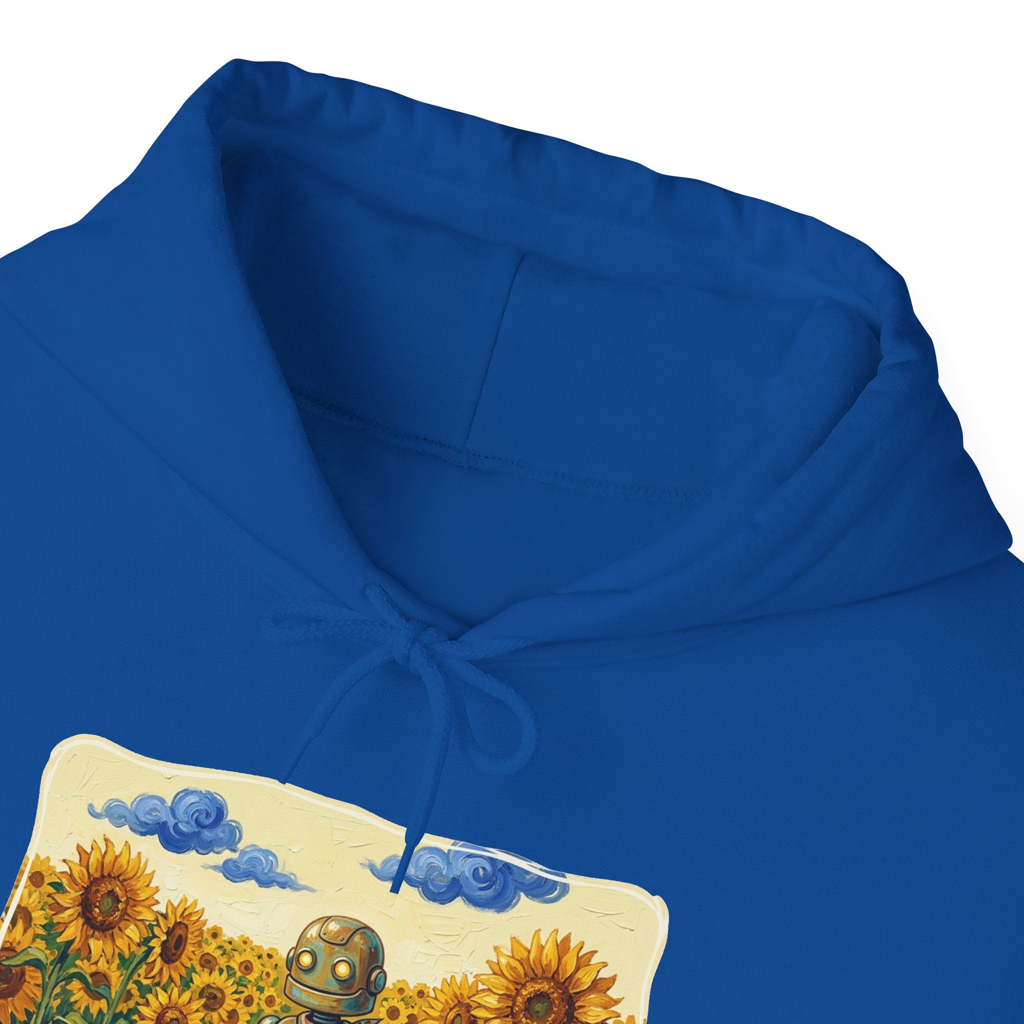 Heritage Hoodie — Vintage Robot in Sunflowers Graphic Sweatshirt - Sculpted Heritage
