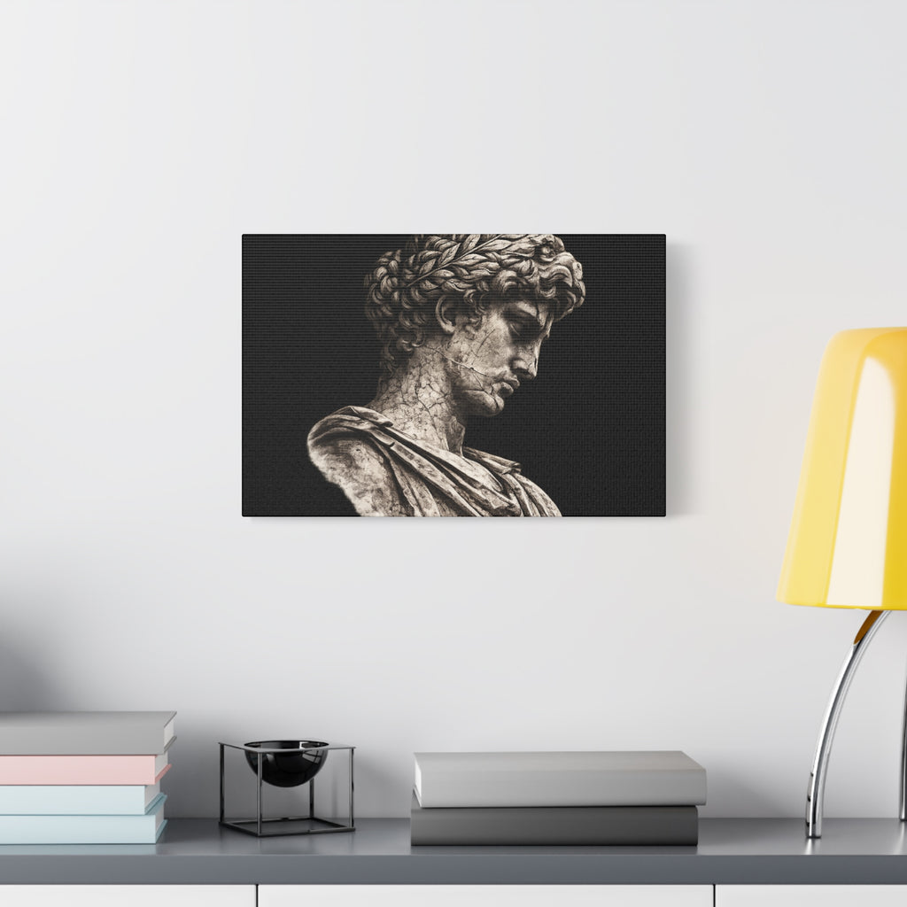 Classical Roman Bust Matte Canvas Wall Art — Stretched Gallery Canvas - Sculpted Heritage