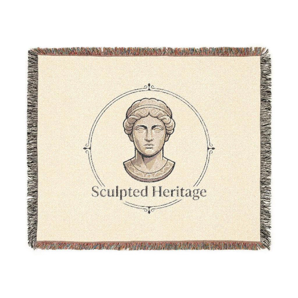 Sculpted Heritage Woven Blanket — Classical Bust Throw Blanket - Sculpted Heritage