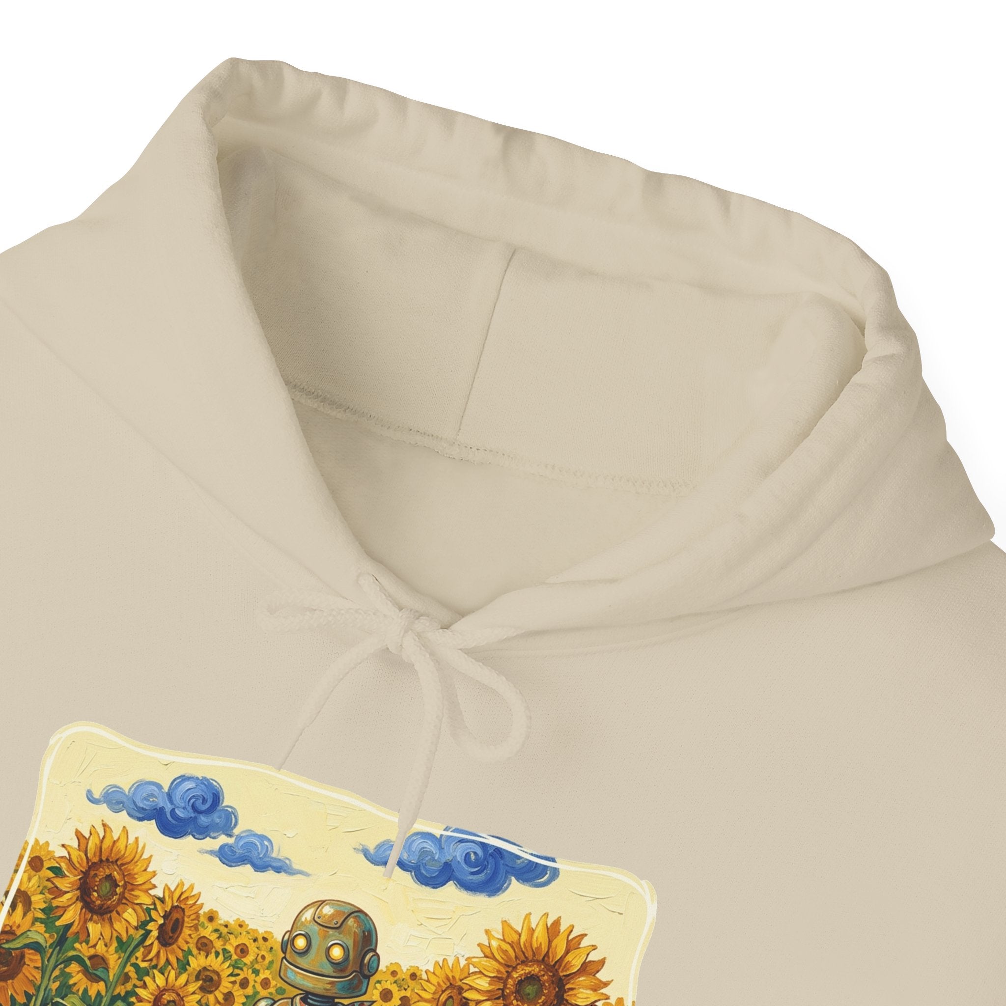 Heritage Hoodie — Vintage Robot in Sunflowers Graphic Sweatshirt - Sculpted Heritage