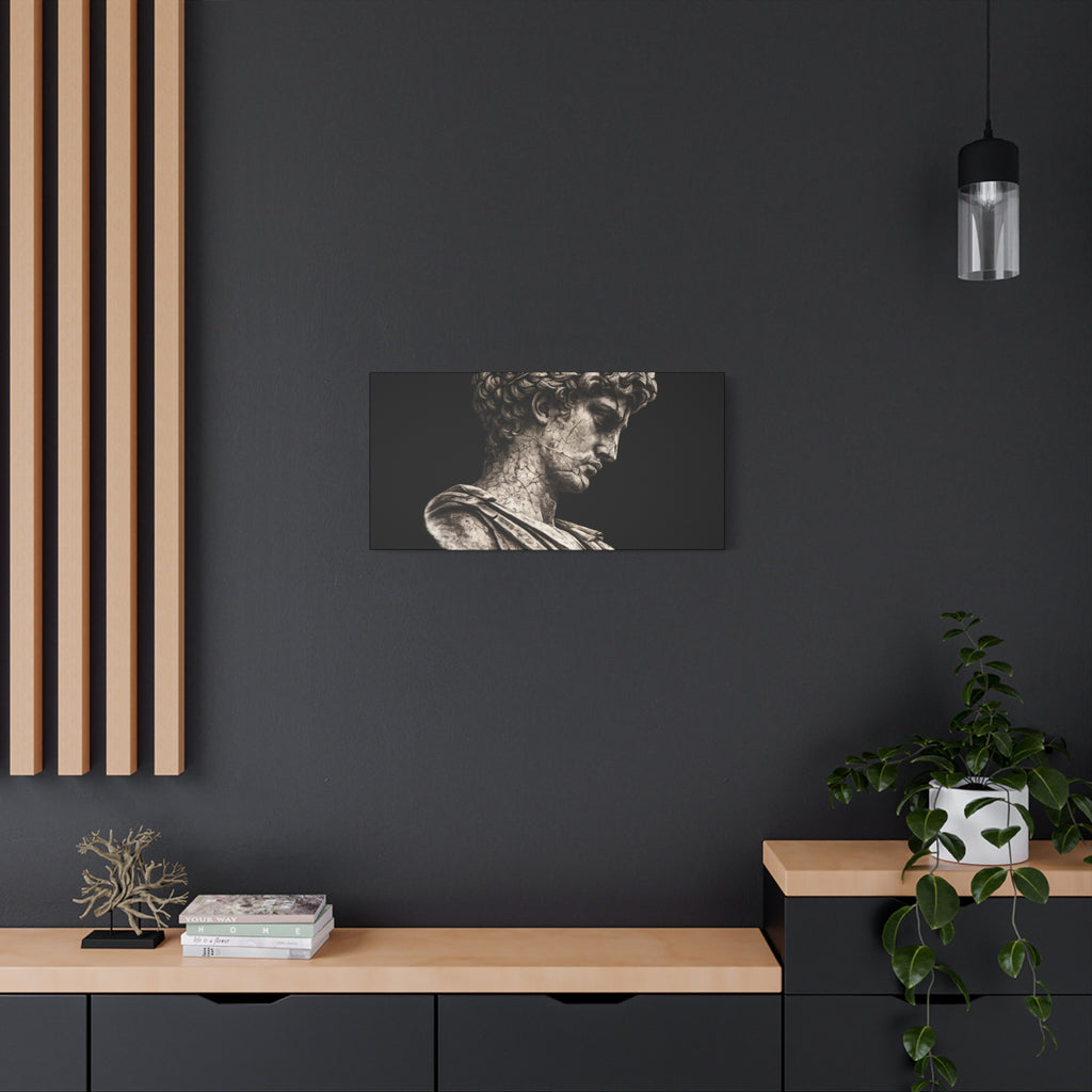 Classical Roman Bust Matte Canvas Wall Art — Stretched Gallery Canvas - Sculpted Heritage