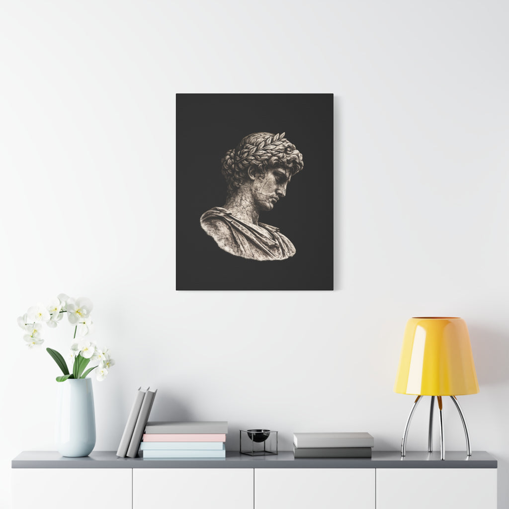 Classical Roman Bust Matte Canvas Wall Art — Stretched Gallery Canvas - Sculpted Heritage
