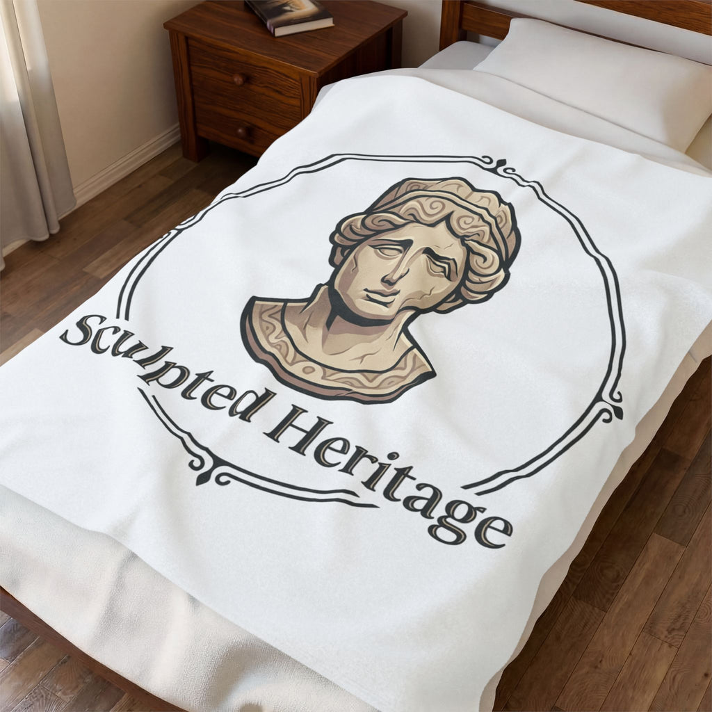 Velveteen Plush Blanket — Sculpted Heritage Roman Bust Throw - Sculpted Heritage