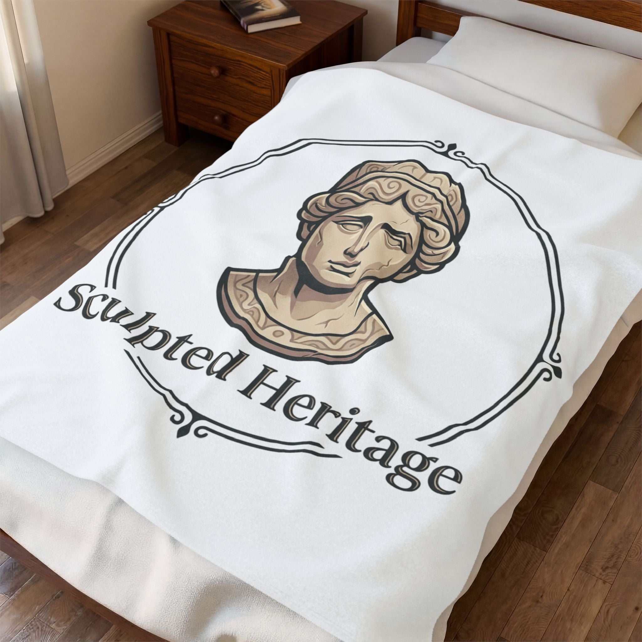 Velveteen Plush Blanket — Sculpted Heritage Roman Bust Throw - Sculpted Heritage