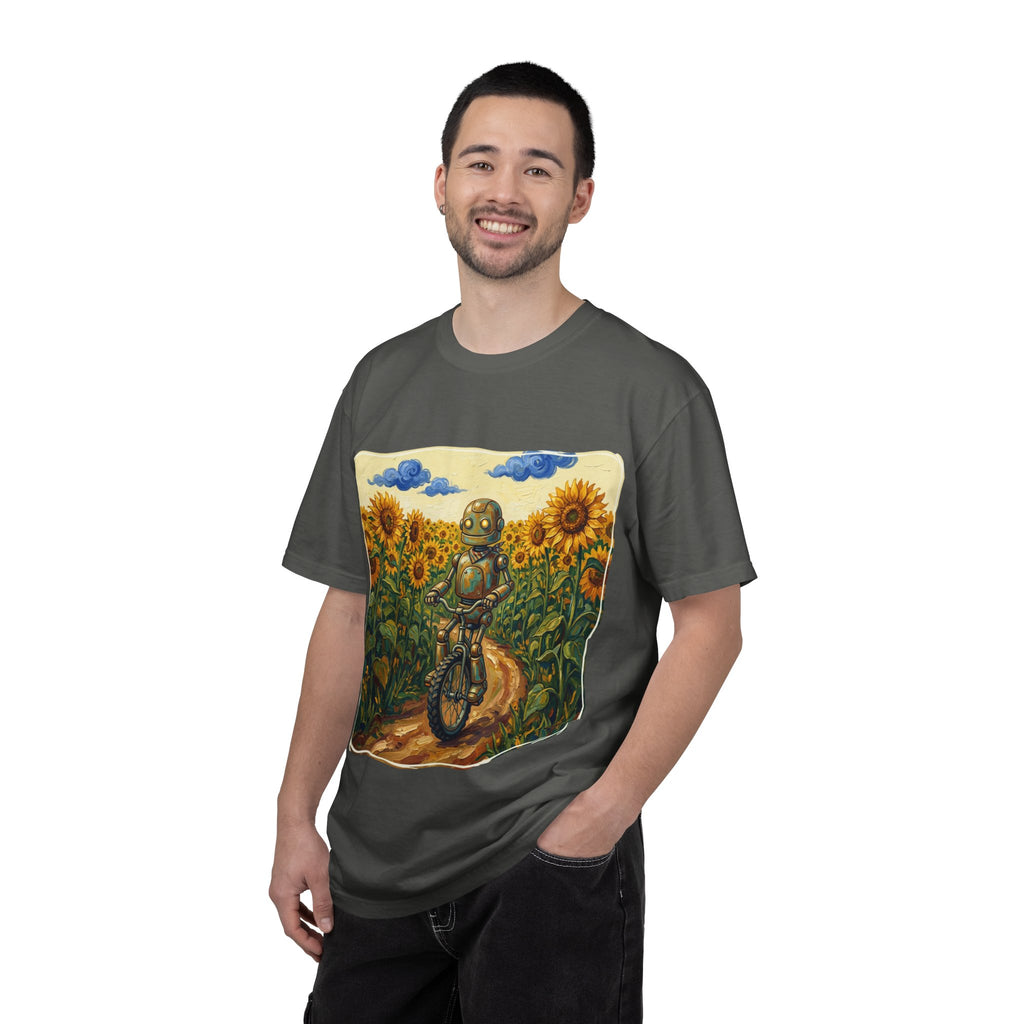Sunflower Path Robot Biker T-Shirt - Sculpted Heritage