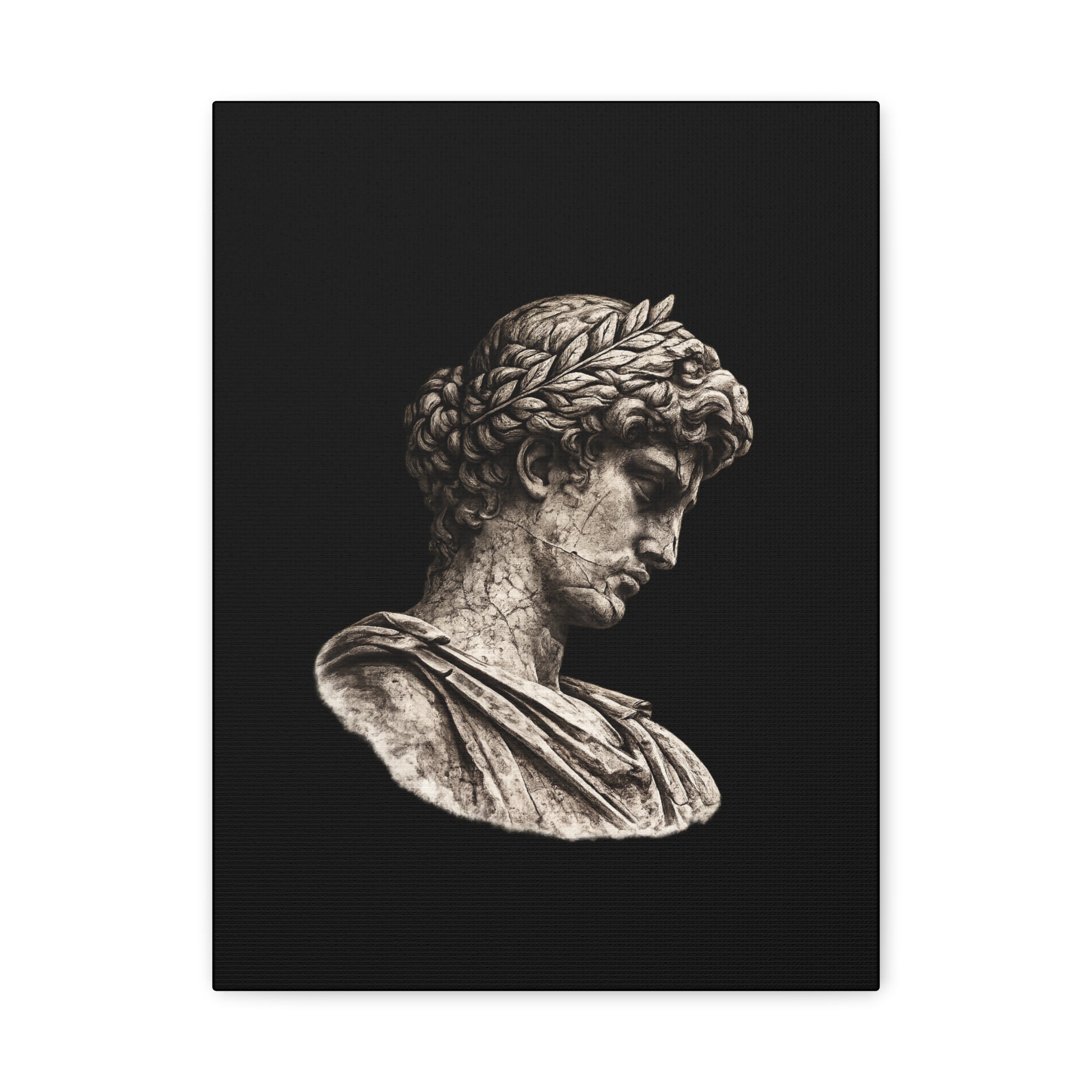 Classical Roman Bust Matte Canvas Wall Art — Stretched Gallery Canvas - Sculpted Heritage