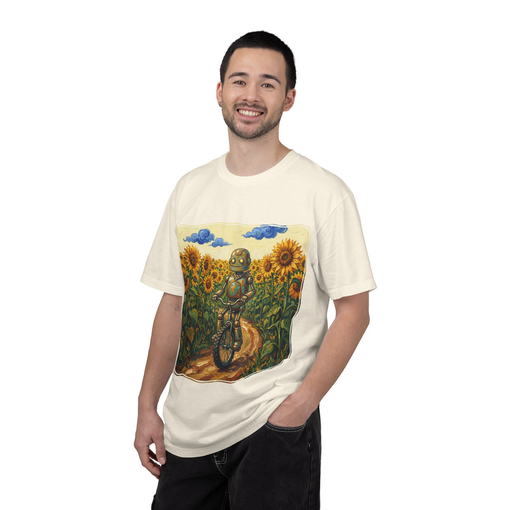 Sunflower Path Robot Biker T-Shirt - Sculpted Heritage