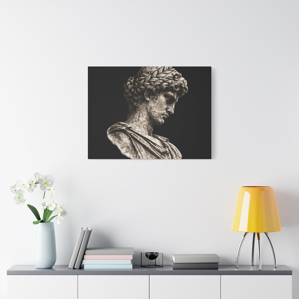 Classical Roman Bust Matte Canvas Wall Art — Stretched Gallery Canvas - Sculpted Heritage