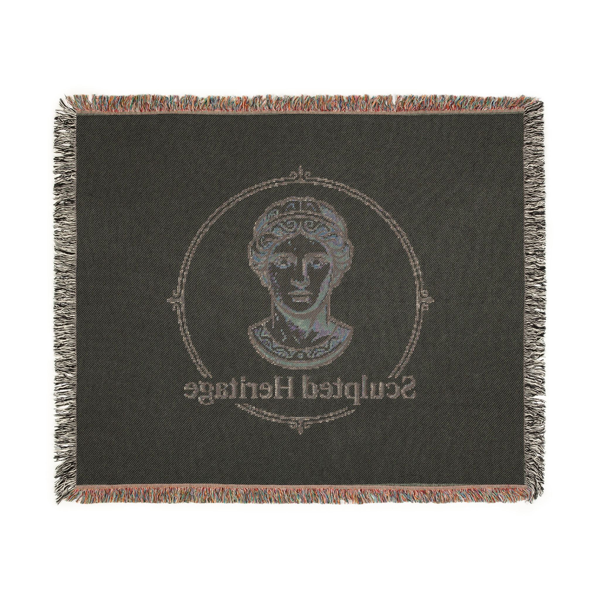 Sculpted Heritage Woven Blanket — Classical Bust Throw Blanket - Sculpted Heritage