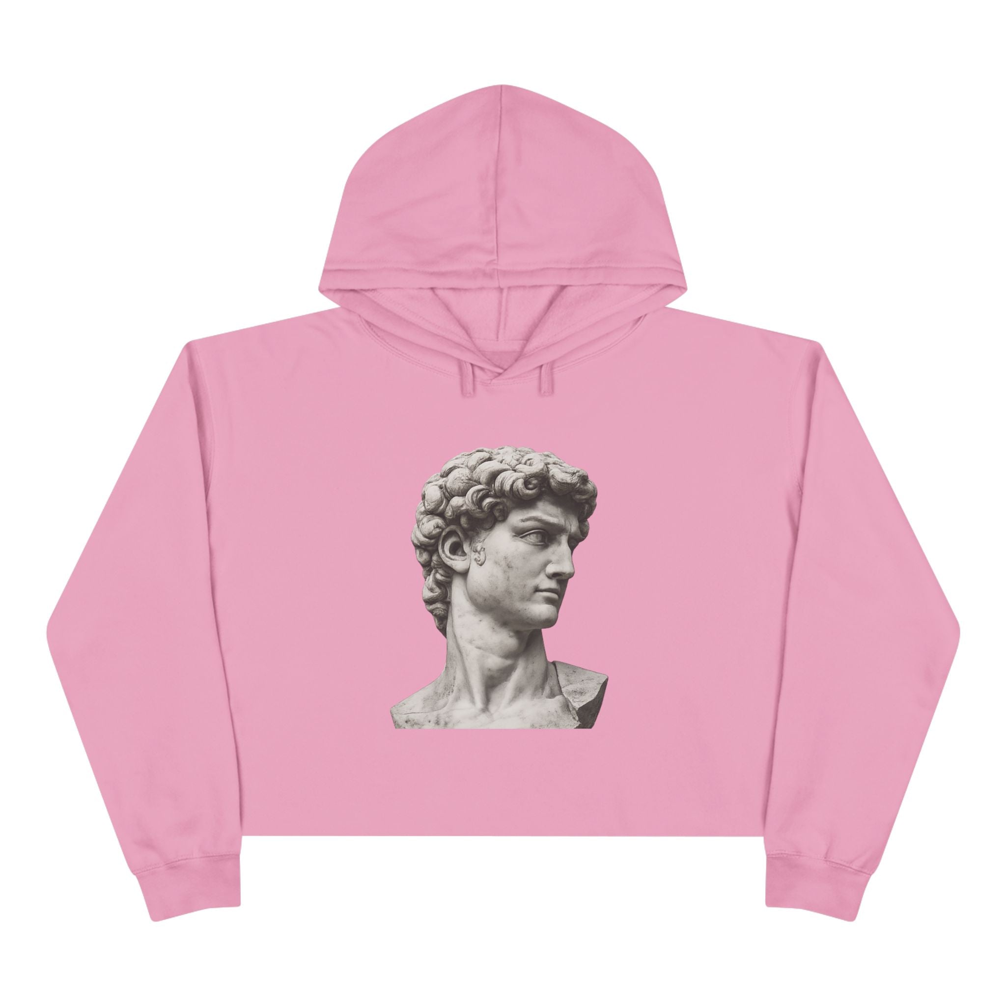Cropped Hoodie with Michelangelo David Bust Print — Minimalist Artwear - Sculpted Heritage