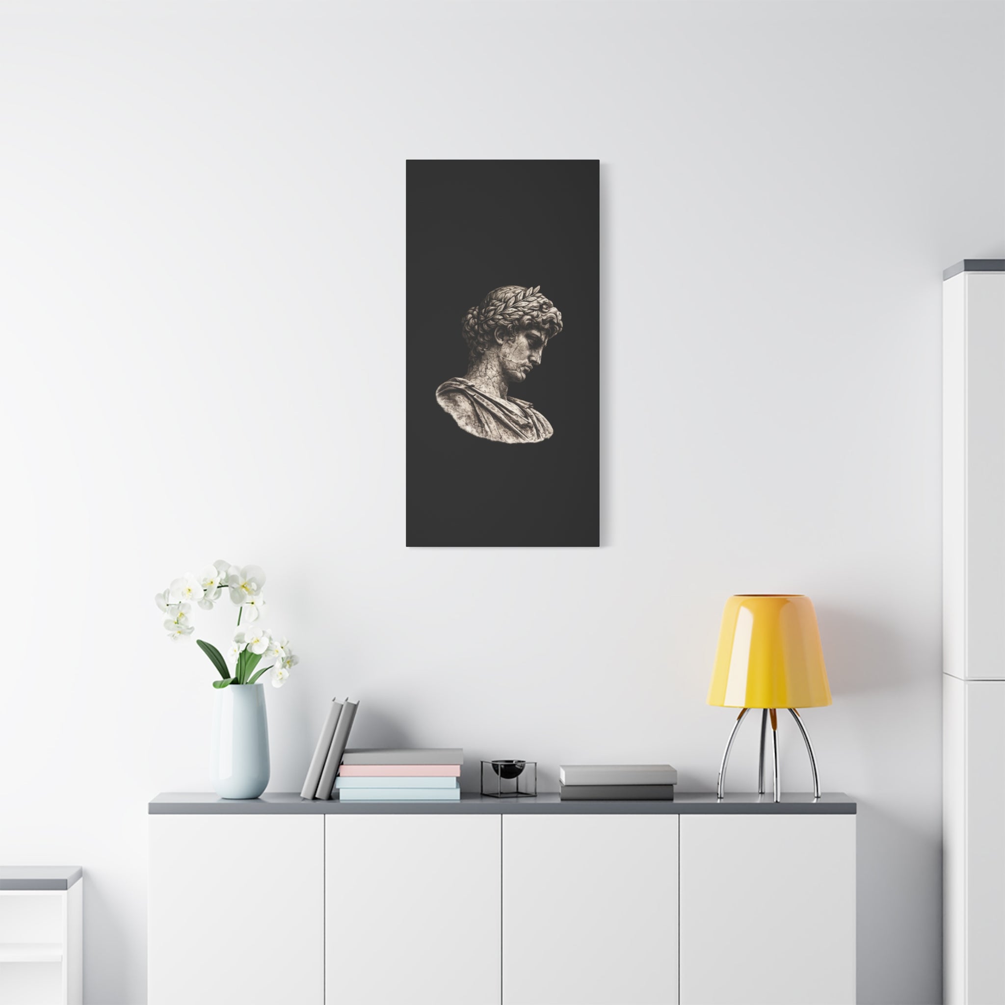 Classical Roman Bust Matte Canvas Wall Art — Stretched Gallery Canvas - Sculpted Heritage