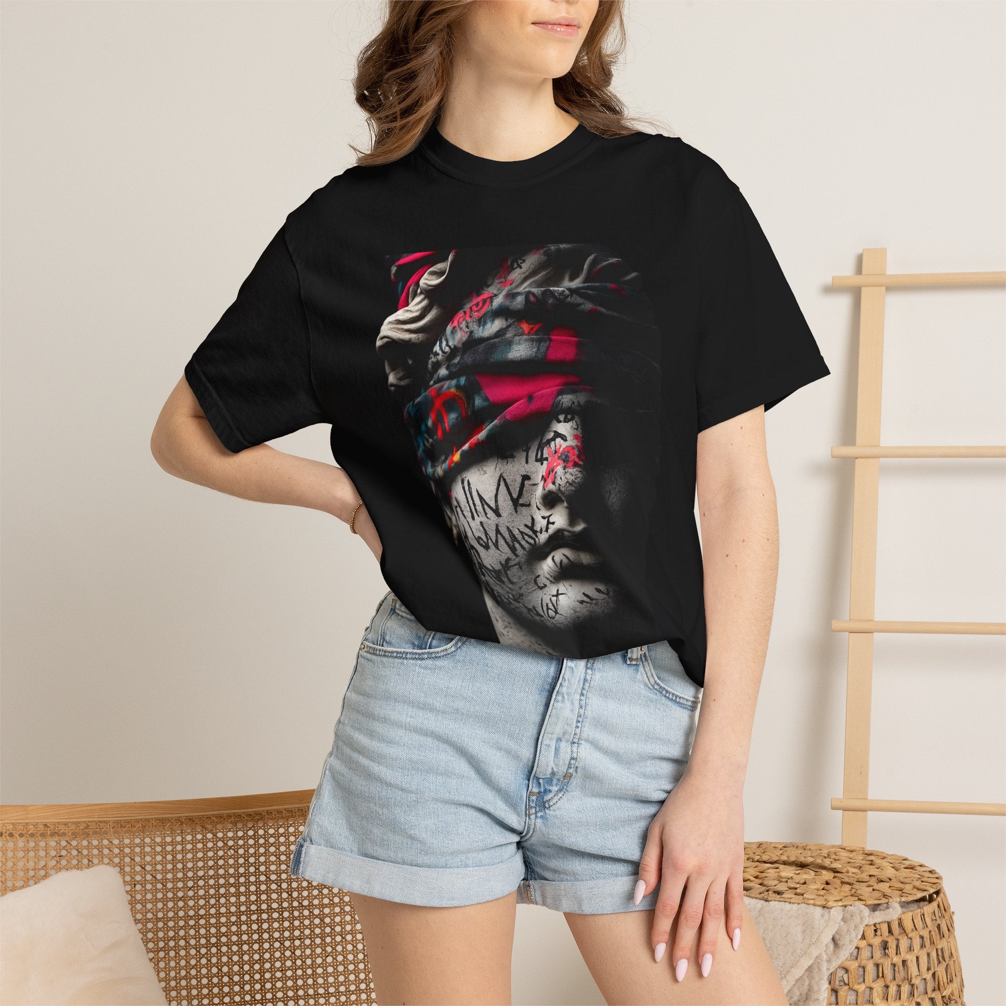 Sculpted Heritage T-Shirt — Street Art Blindfolded Bust Design - Sculpted Heritage