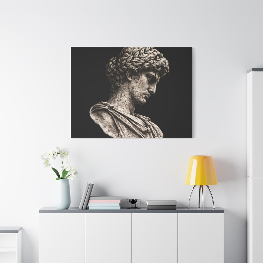 Classical Roman Bust Matte Canvas Wall Art — Stretched Gallery Canvas - Sculpted Heritage