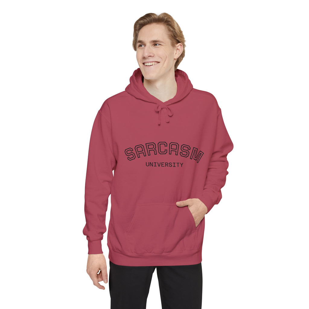 Sarcasm University Hoodie — Funny Collegiate Pullover - Sculpted Heritage