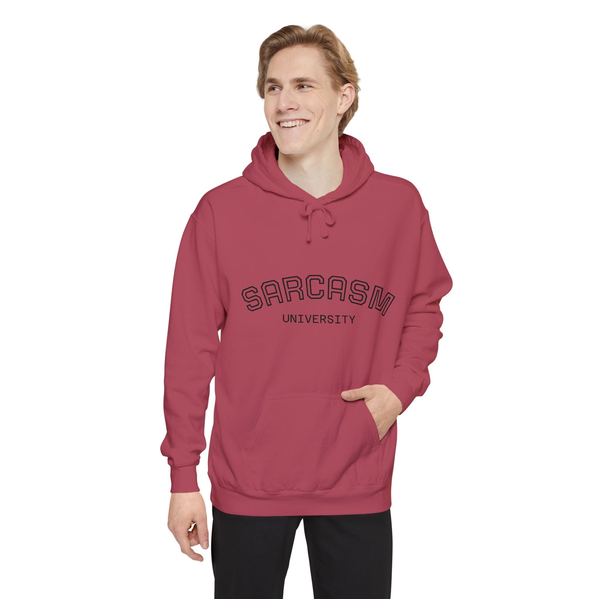 Sarcasm University Hoodie — Funny Collegiate Pullover - Sculpted Heritage
