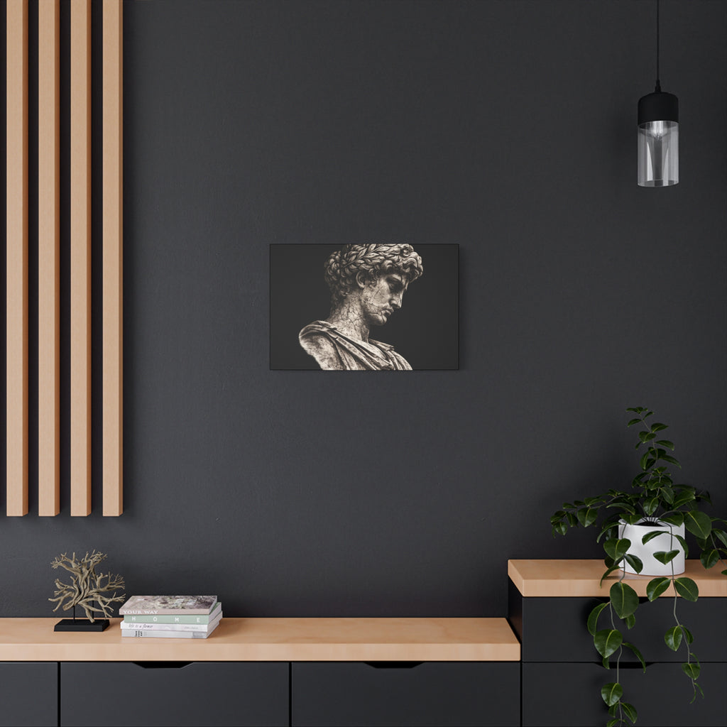 Classical Roman Bust Matte Canvas Wall Art — Stretched Gallery Canvas - Sculpted Heritage