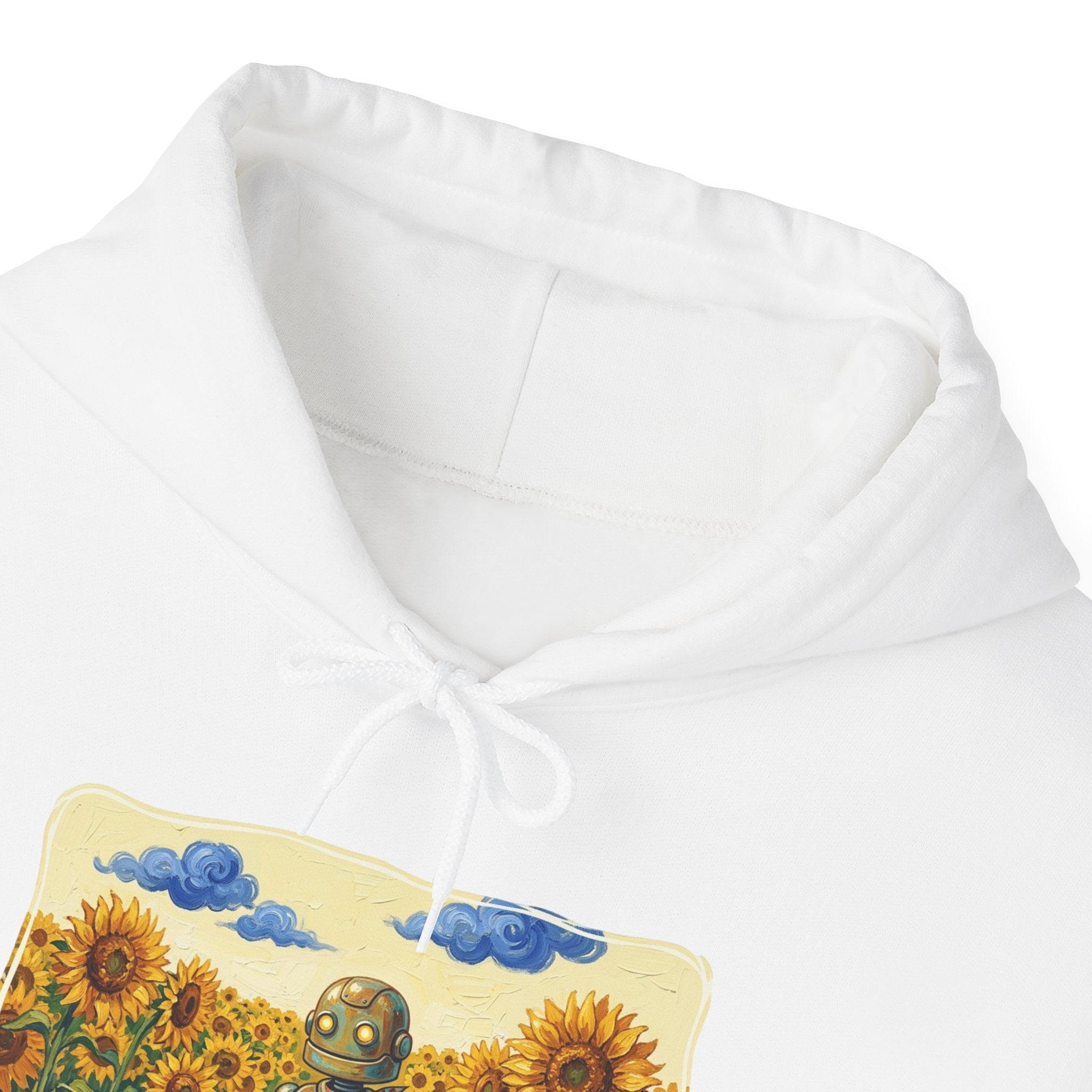Heritage Hoodie — Vintage Robot in Sunflowers Graphic Sweatshirt - Sculpted Heritage