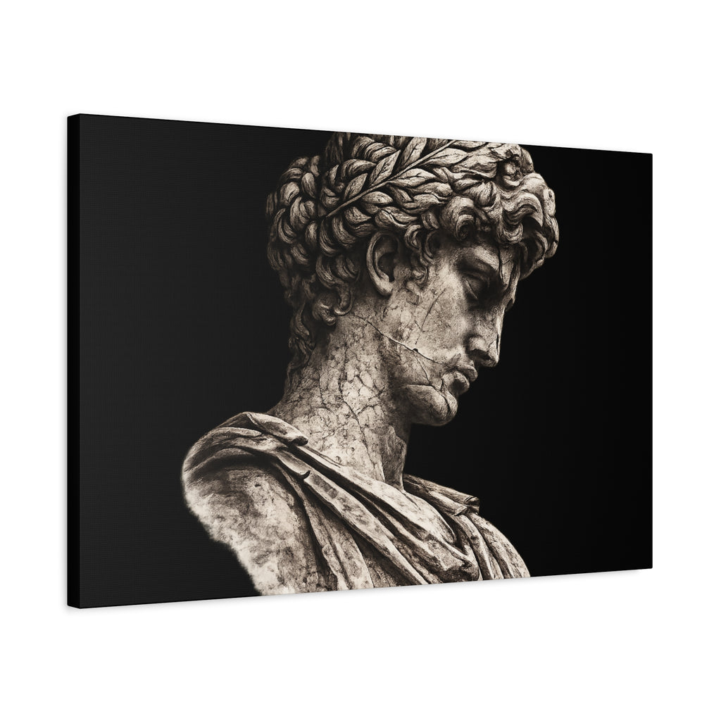 Classical Roman Bust Matte Canvas Wall Art — Stretched Gallery Canvas - Sculpted Heritage