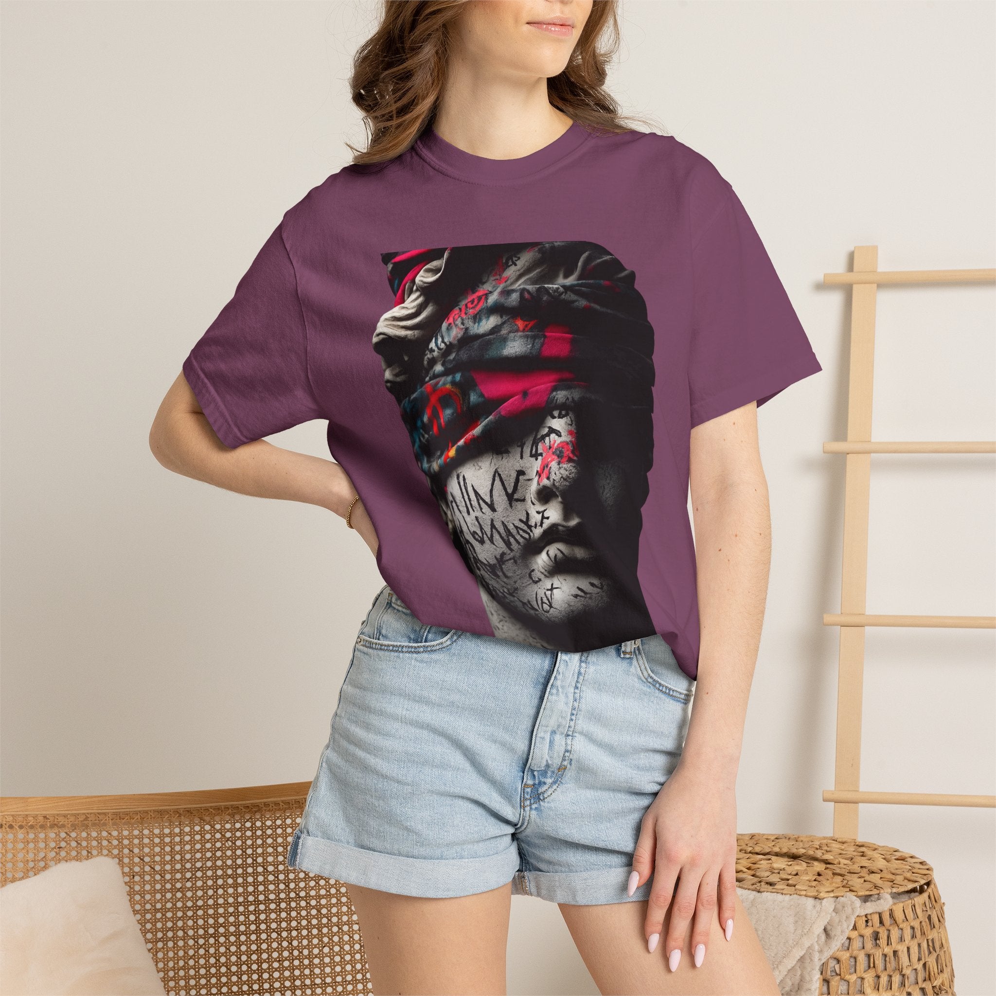 Sculpted Heritage T-Shirt — Street Art Blindfolded Bust Design - Sculpted Heritage
