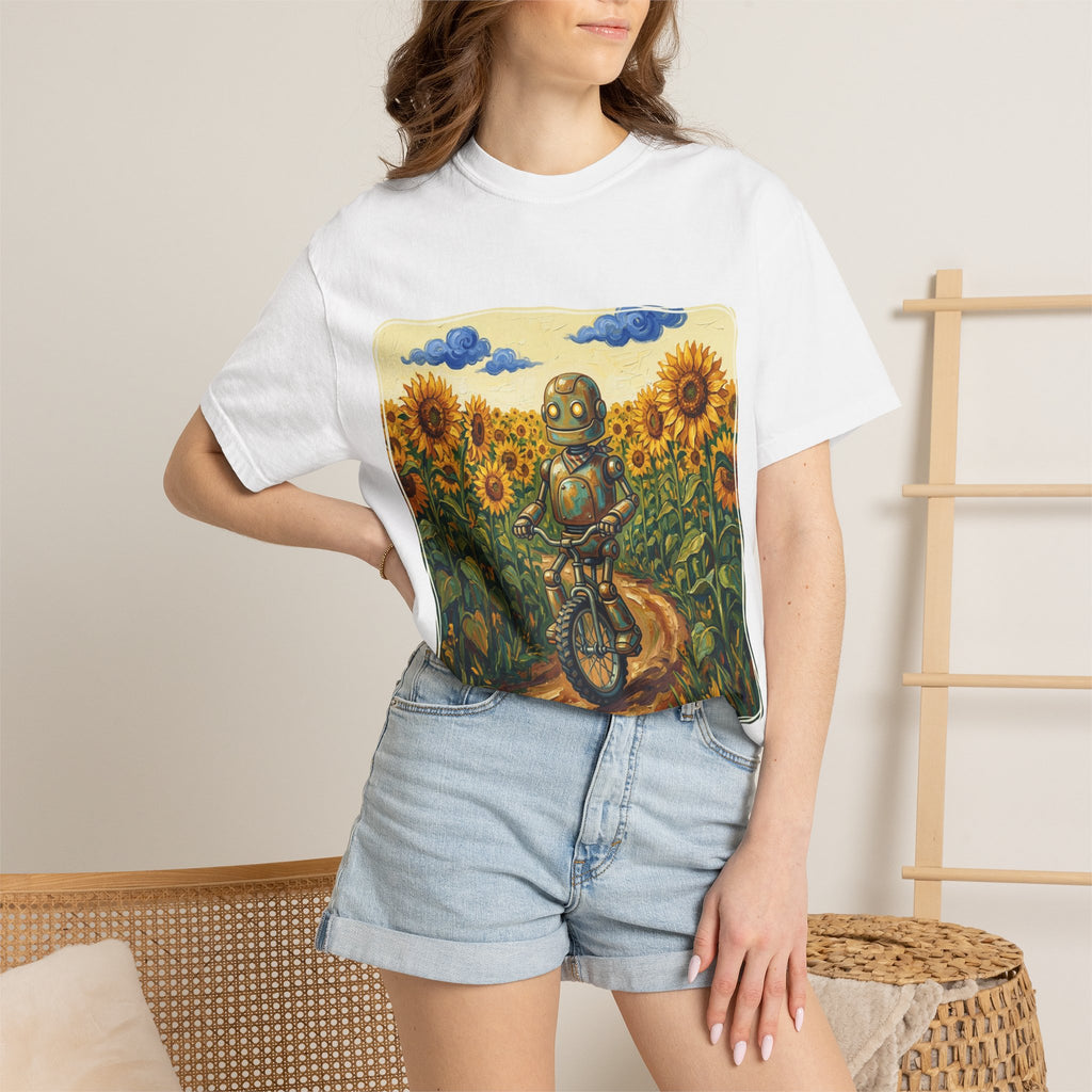 Sunflower Path Robot Biker T-Shirt - Sculpted Heritage