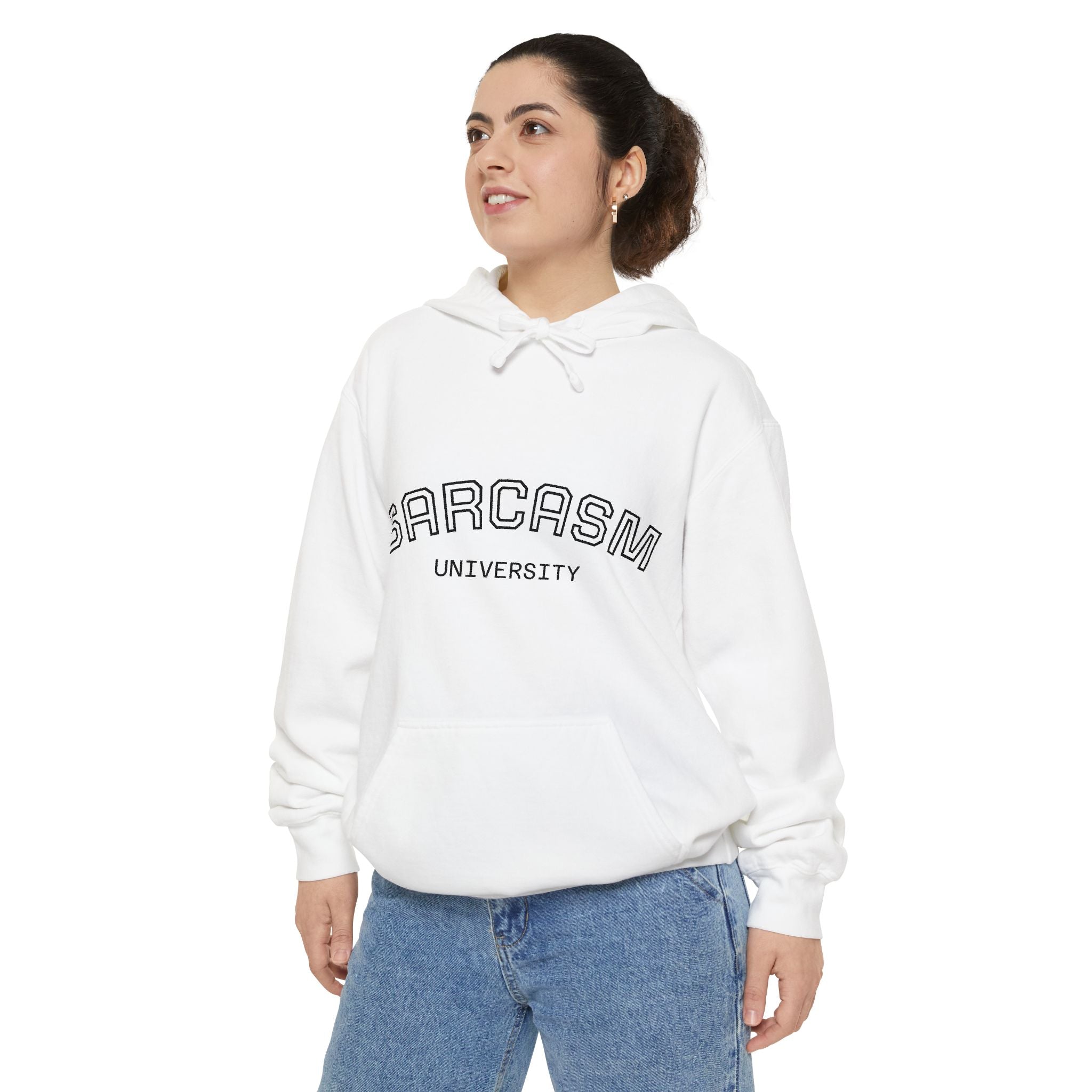 Sarcasm University Hoodie — Funny Collegiate Pullover - Sculpted Heritage