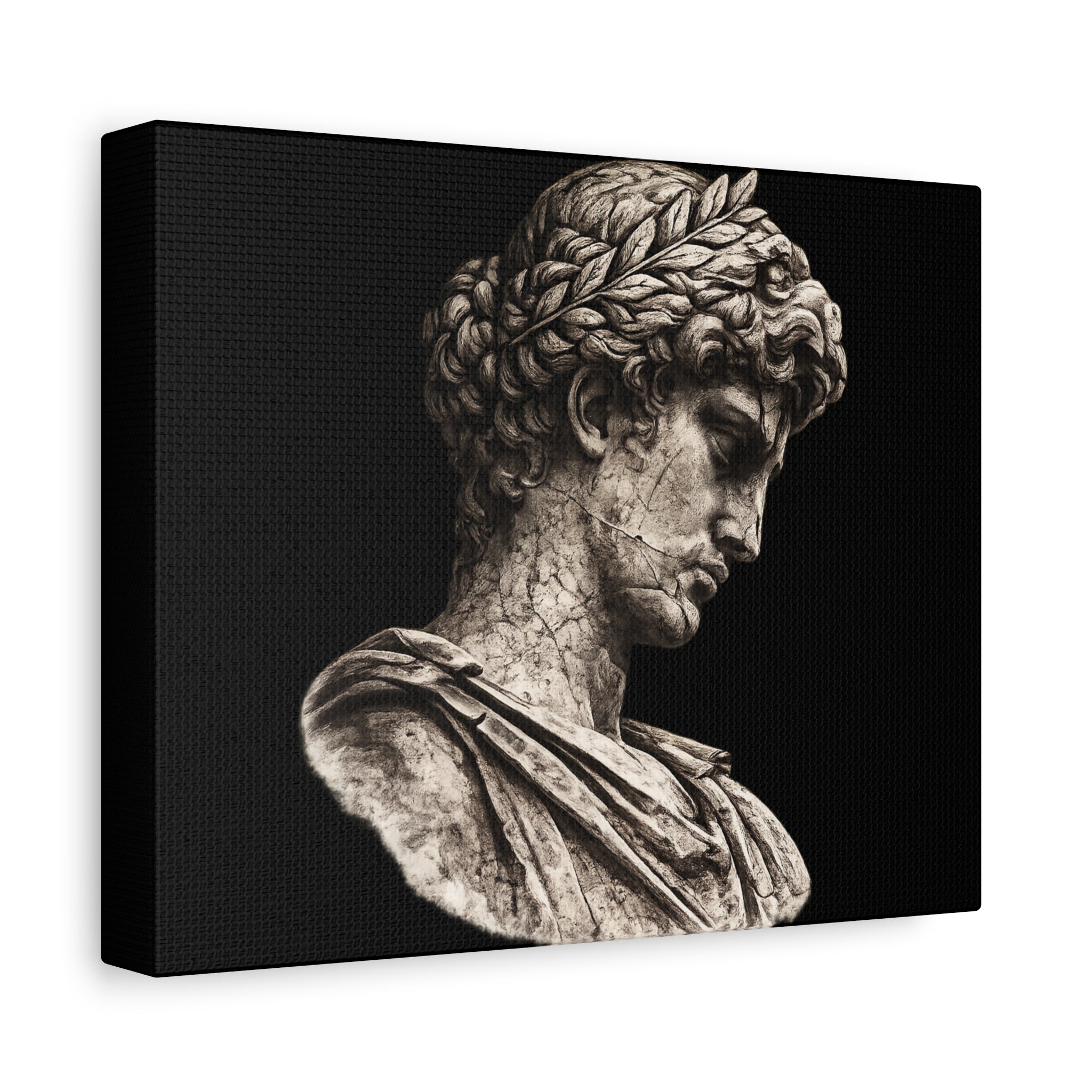 Classical Roman Bust Matte Canvas Wall Art — Stretched Gallery Canvas - Sculpted Heritage