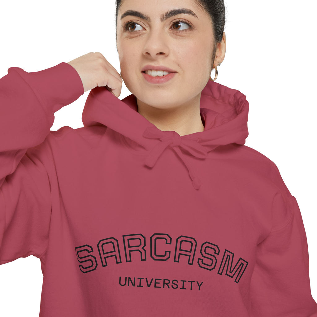 Sarcasm University Hoodie — Funny Collegiate Pullover - Sculpted Heritage