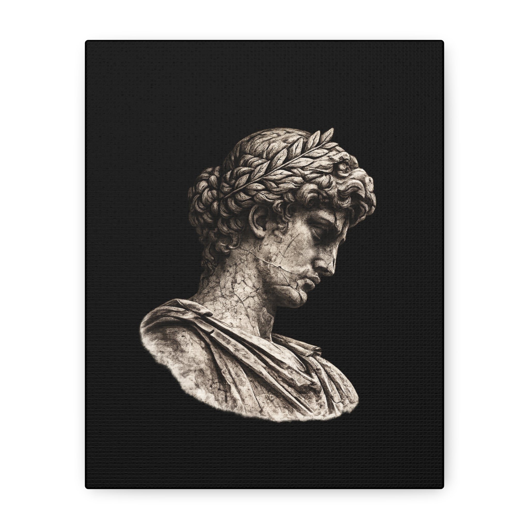 Classical Roman Bust Matte Canvas Wall Art — Stretched Gallery Canvas - Sculpted Heritage