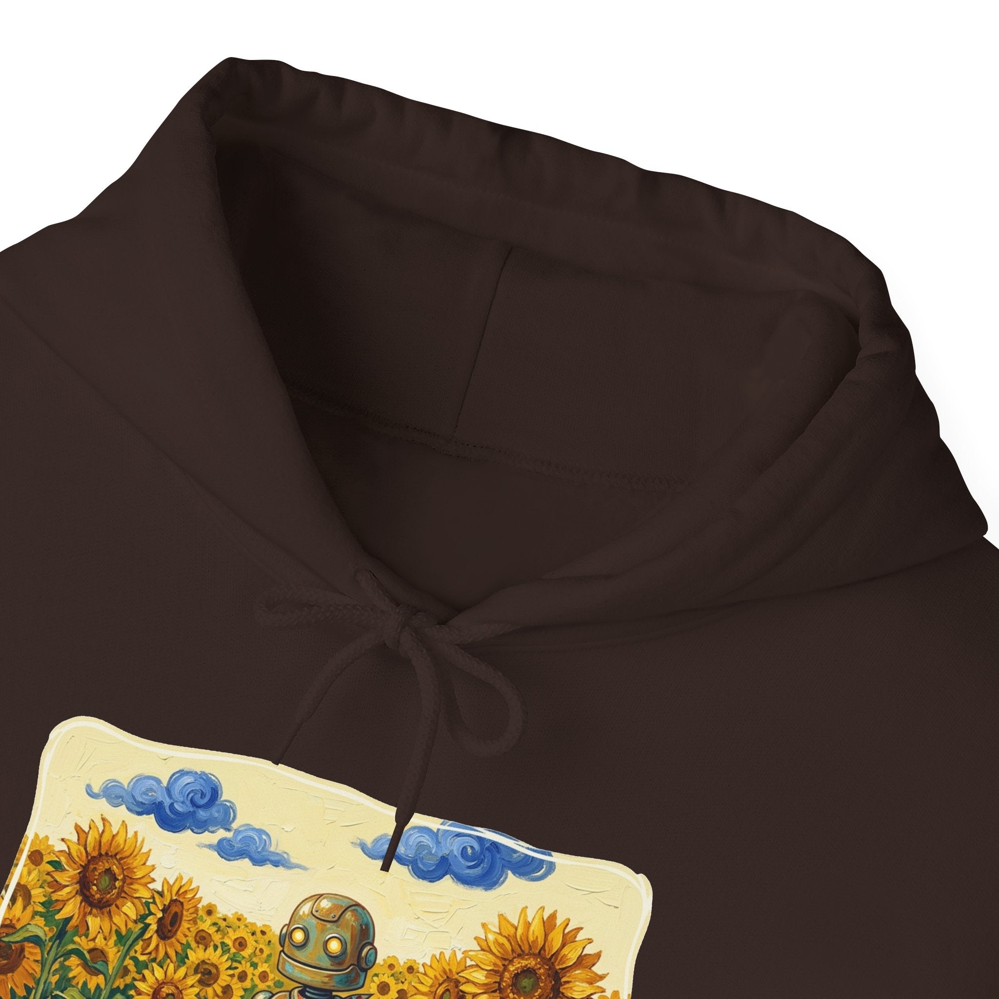 Heritage Hoodie — Vintage Robot in Sunflowers Graphic Sweatshirt - Sculpted Heritage