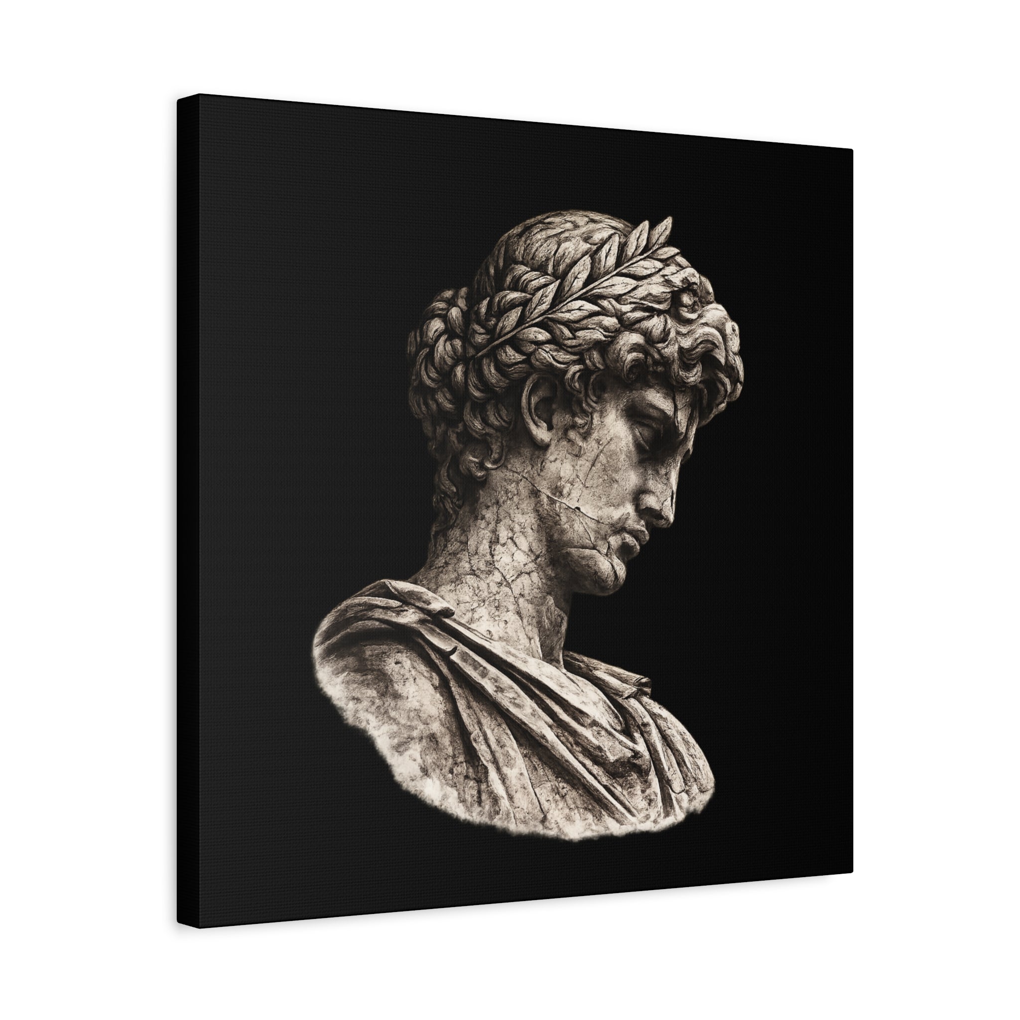 Classical Roman Bust Matte Canvas Wall Art — Stretched Gallery Canvas - Sculpted Heritage