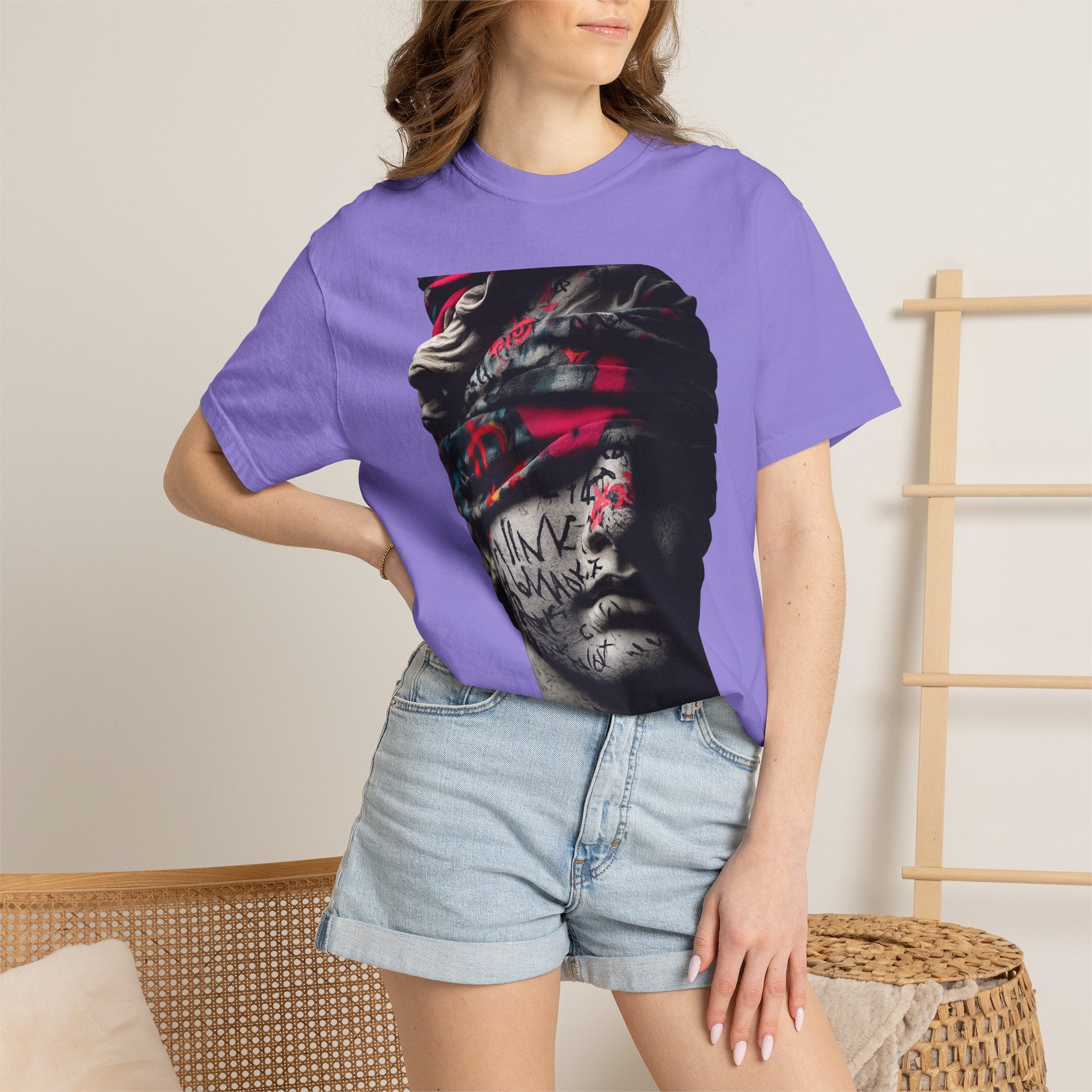 Sculpted Heritage T-Shirt — Street Art Blindfolded Bust Design - Sculpted Heritage