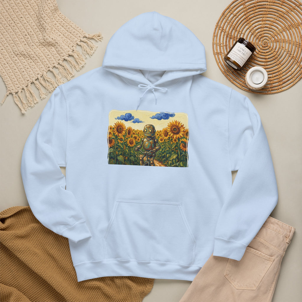Heritage Hoodie — Vintage Robot in Sunflowers Graphic Sweatshirt - Sculpted Heritage