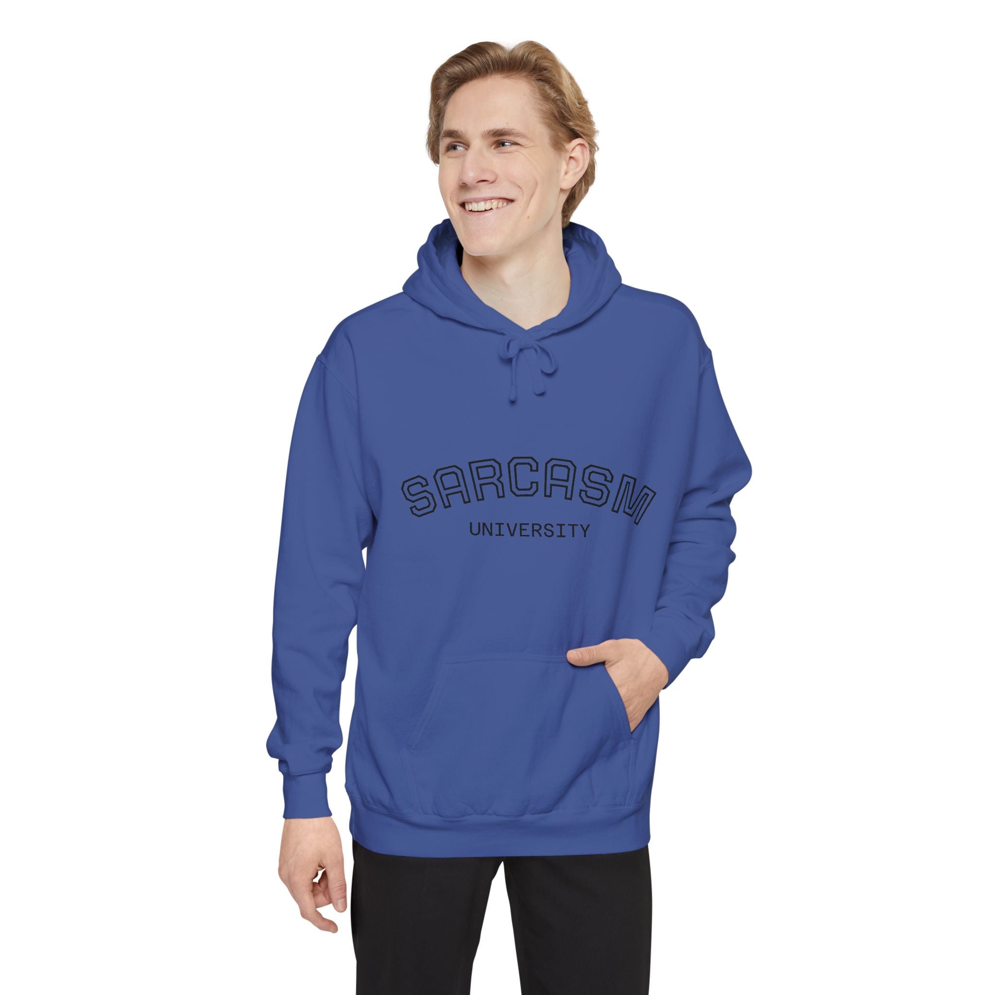 Sarcasm University Hoodie — Funny Collegiate Pullover - Sculpted Heritage