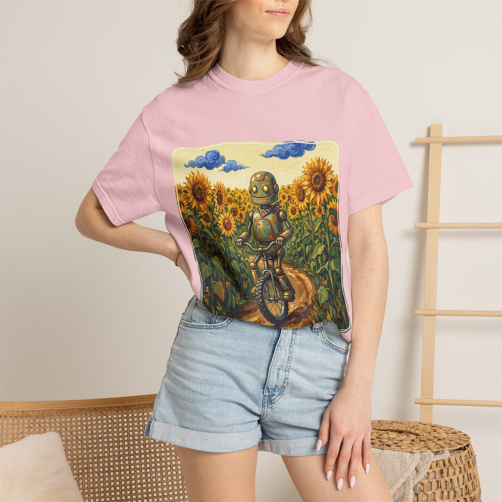 Sunflower Path Robot Biker T-Shirt - Sculpted Heritage